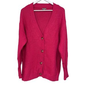 Falls Creek Knit Hot Pink Heavyweight Cardigan Sweater Womens Size L/XL NWT